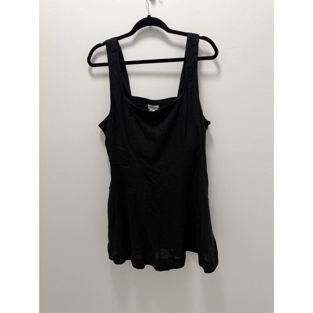 Rachel Zoe Black Linen Viscose New Sleeveless Dress Sz 14 Smocked Minimalist